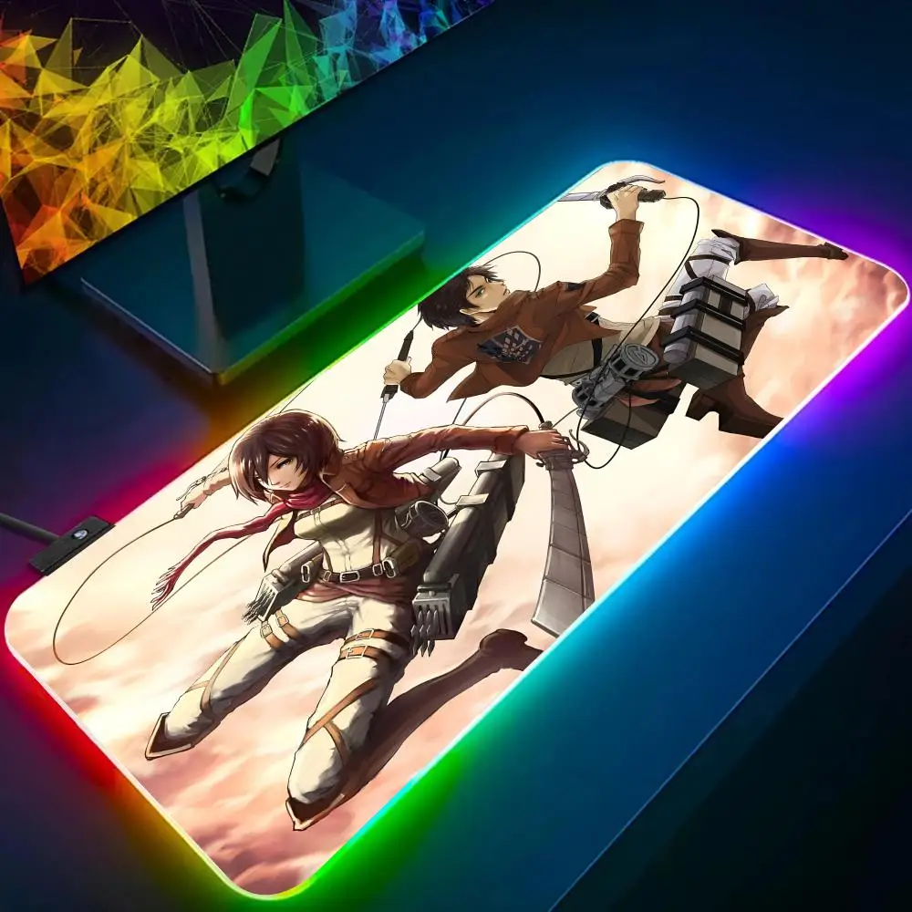 

Anime A-Attack on Titan Series Mouse Pad All White Large Size Mouse Pad RGB Glow Personality Picture Custom PC Table Mat Carpet