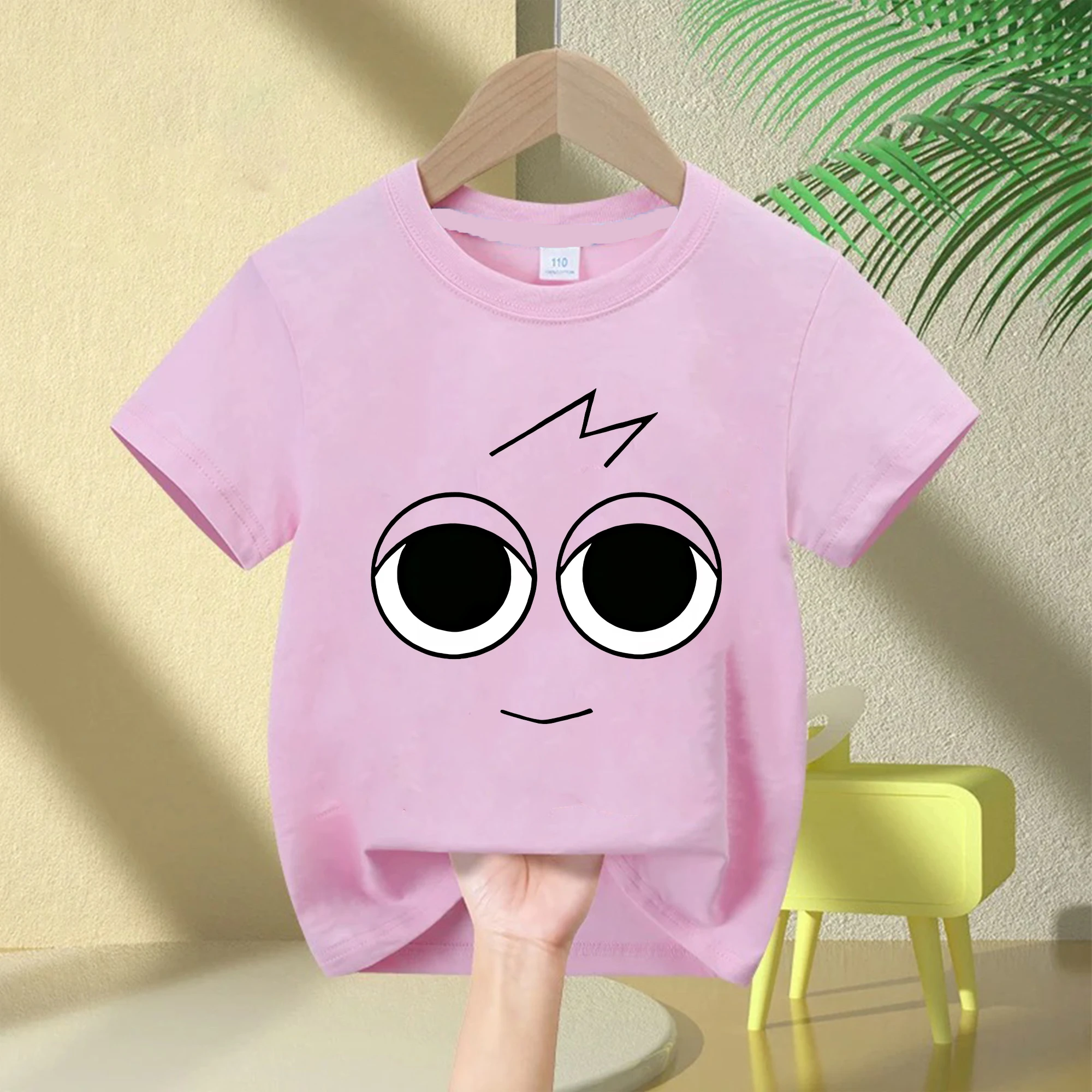 Sprunki FashionRound Neck Cotton T-Shirt for Boys  Girls - Cute Game Character Summer Short-Sleeve Kids Sprunki Birthday Gift