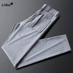 Alle-spiel Trend männer Elastische Taille Gerade Sport Hosen 2023 Sommer Männliche Kleidung Schnell Trocknend Casual Taschen Kordelzug hosen