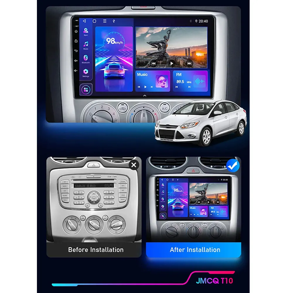 Android 14 Car Radio Autoradio For Ford Focus 2 Mk2 2004 - 2011 GPS Navigation Multimedia Player Carplay Stereo WIFI