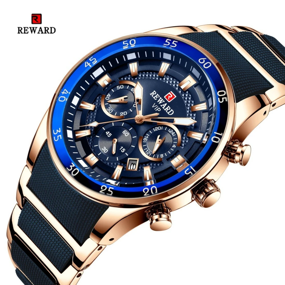 

REWARD Relogios Masculino 81011M Sports Silicone Quartz Men's Watch Waterproof Calendar Chronograph Luminous Watches Men Часы