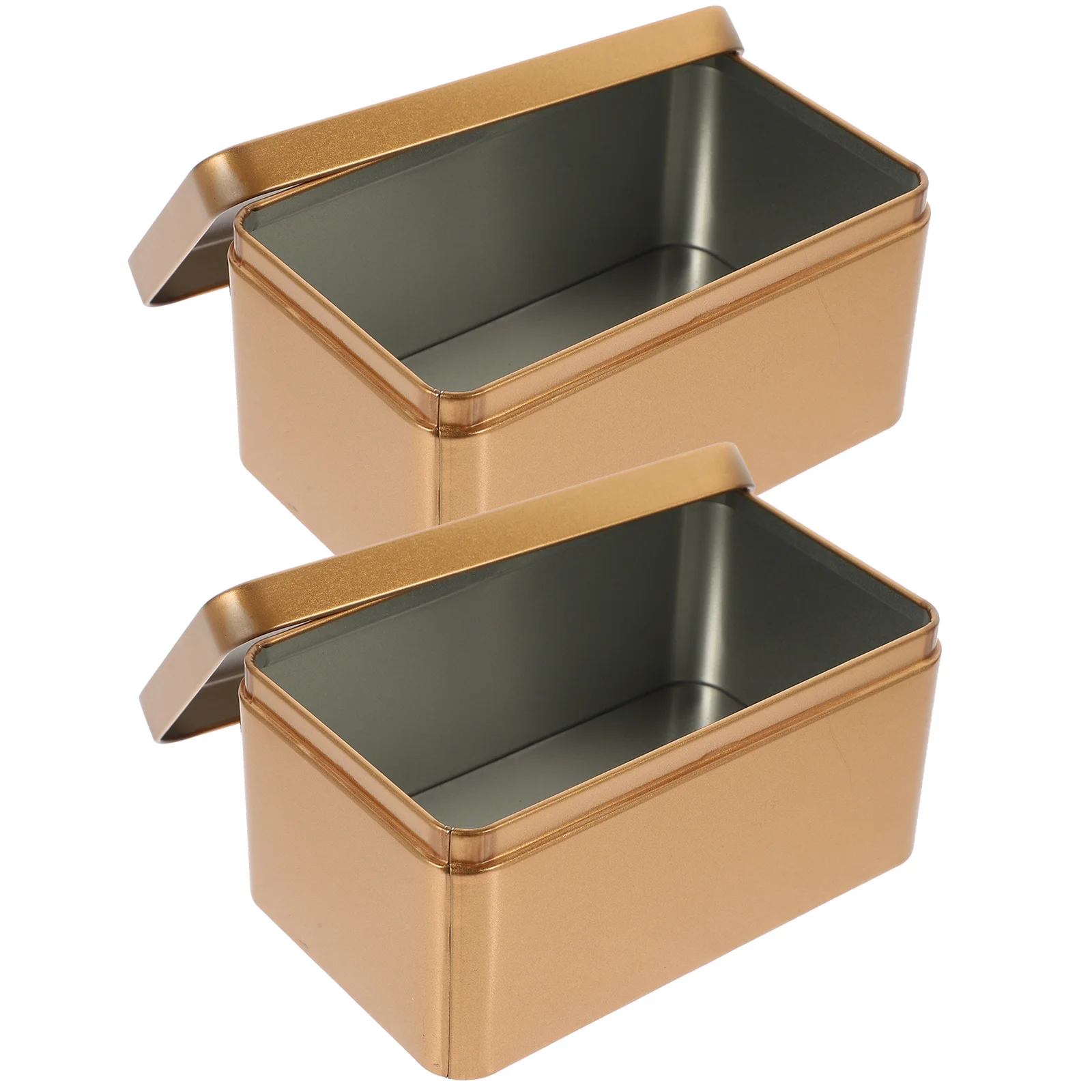 2 Pcs Tea Storage Box Bag Organizer Food Containers with Lids Bags Canister Tinplate Tins Candies for Loose Holder Metal Leaf