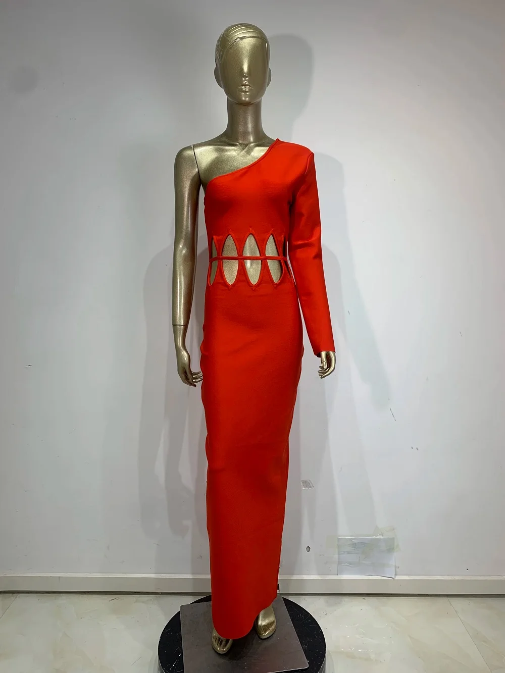 Women Sexy One Shoulder Cut Out Red Midi Bodycon Maxi Long Bodycon Bandage Dress 2026 Elegant Evening Club Party Dress