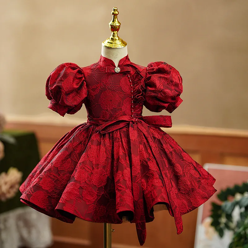 

2024 High End Luxury Girl Princess Dress Crew Neck Kids Dresses for Girls Children Elegant Gala Costume Holiday Party Clothing