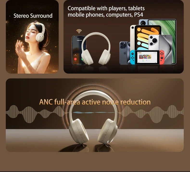 Acer OHR300 Pro Bluetooth-Kopfhörer – 48 dB, HiFi, ANC, geräuschunterdrückender, räumlicher Audio-Kopfhörer mit Hi-Res und LDAC-Bluetooth 5.4-Headset – Detail 3