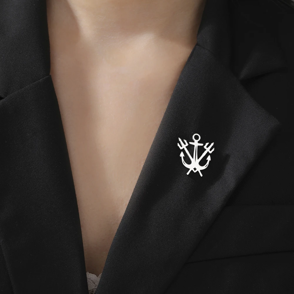 Dawapara Vintage Anker Dreizack Brosche Nordische Mythologie Anstecknadeln Edelstahl Punk Party Accessoires – Detail 4