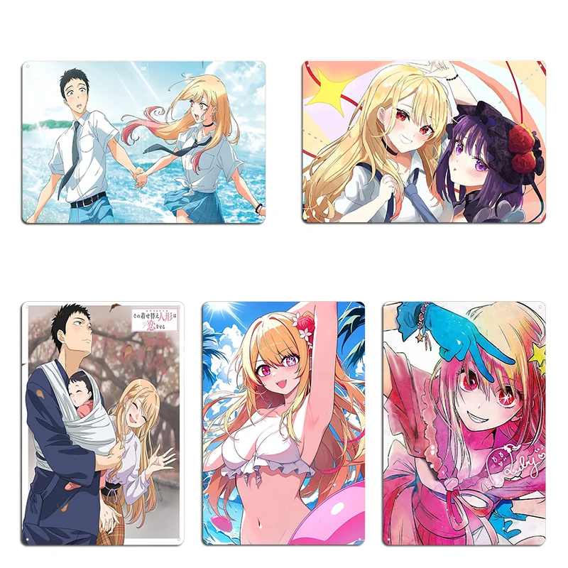 Kitagawa Marin Metal Sign Design Print Plaques My Dress-Up Darling Akeno Himejima Tin Sign Poster