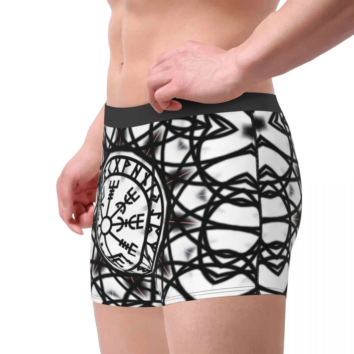 Men Vegvisir Futhark Runes Viking Symbol Underwear Funny Boxer Shorts Panties Homme Polyester Underpants Plus Size