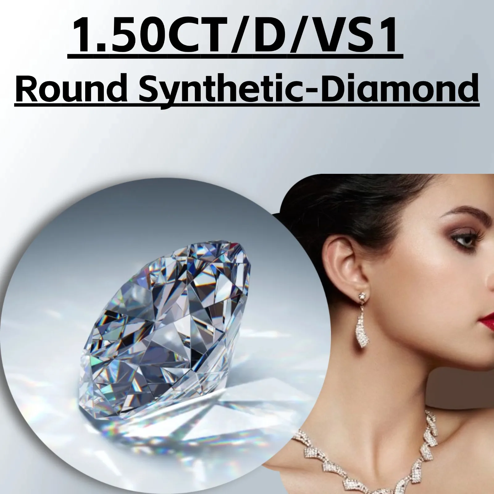 

1.50CT D VS1 Round Lab-grown Diamond, Ideal Main Synthetic-Diamond for Ring Necklace, Pendant Earring, Jewelry Diy