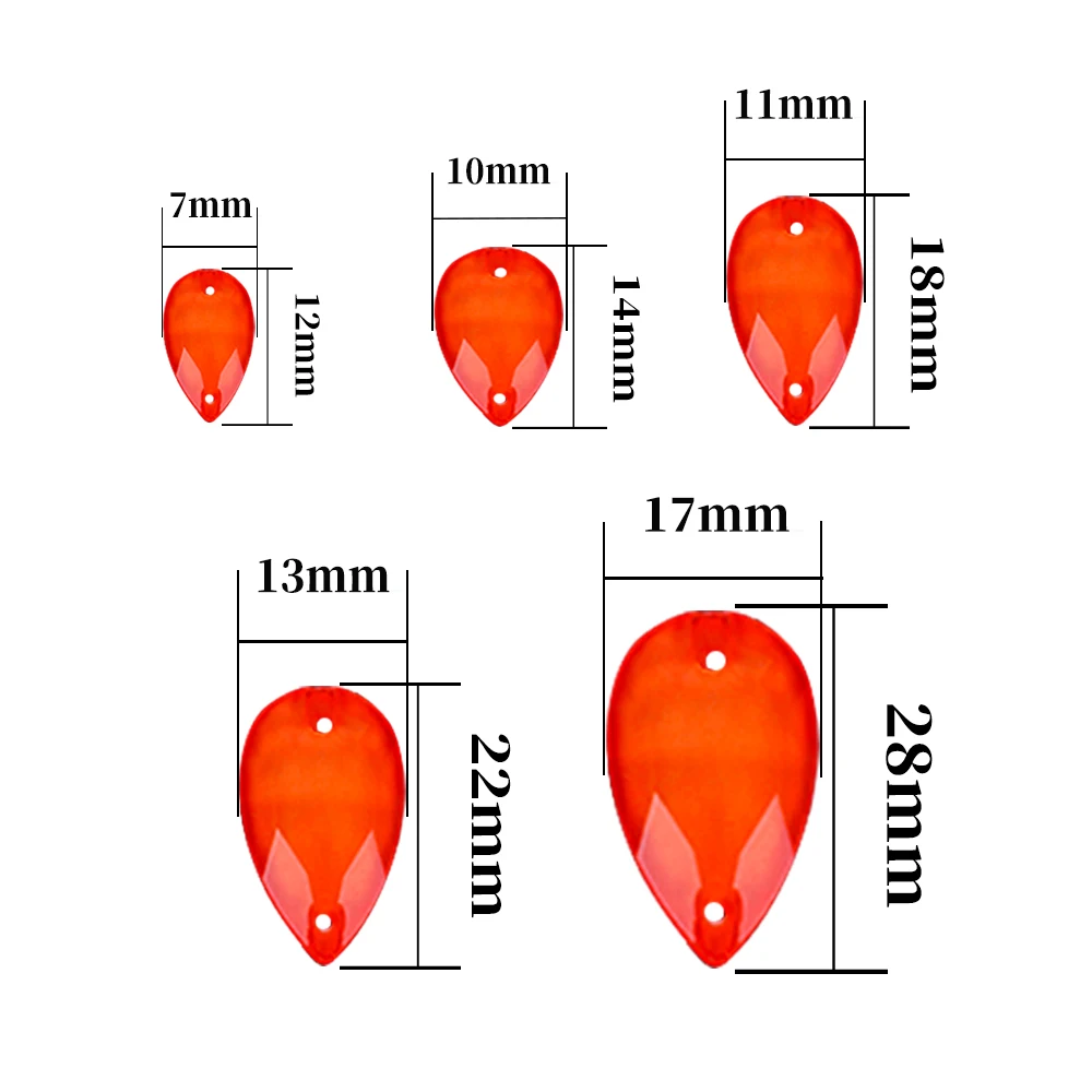 VC Neon Fluorescent Water Drop Sew on Rhinestone Water Drop Sewing Diamond Glass Diamond Flatback DIY Accessories Wedding