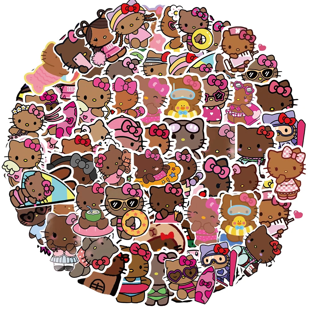 10/30/66pcs Cute Cartoon Hello Kitty Stickers Aesthetic DIY Bicycle Guitar Laptop Scrapbooking Waterproof Sticker Kids Toys Gift