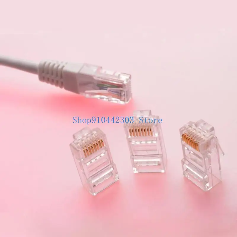 652F 100PCS Unshielded RJ45 Modular Plugs Cat5e Networking Cable Connectors with Injection Molded Housing