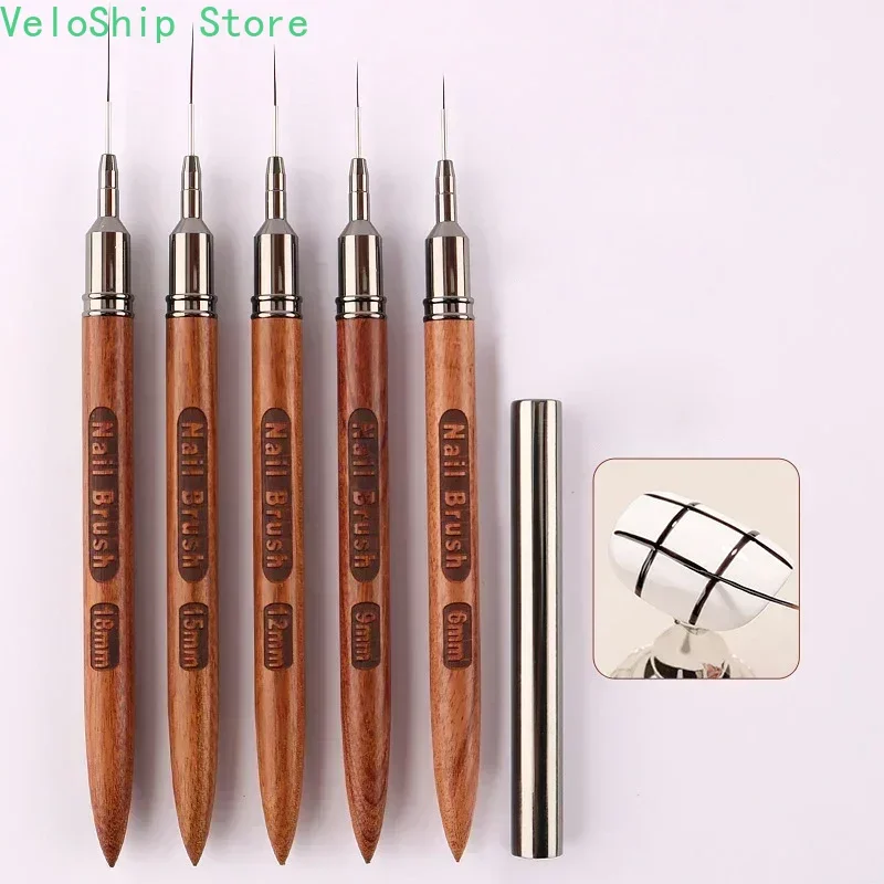 Pincel delineador para uñas con mango de madera, profesional, DIY, herramienta de dibujo, líneas precisas, rayas, pintura floral, para gel UV, salón de belleza 6