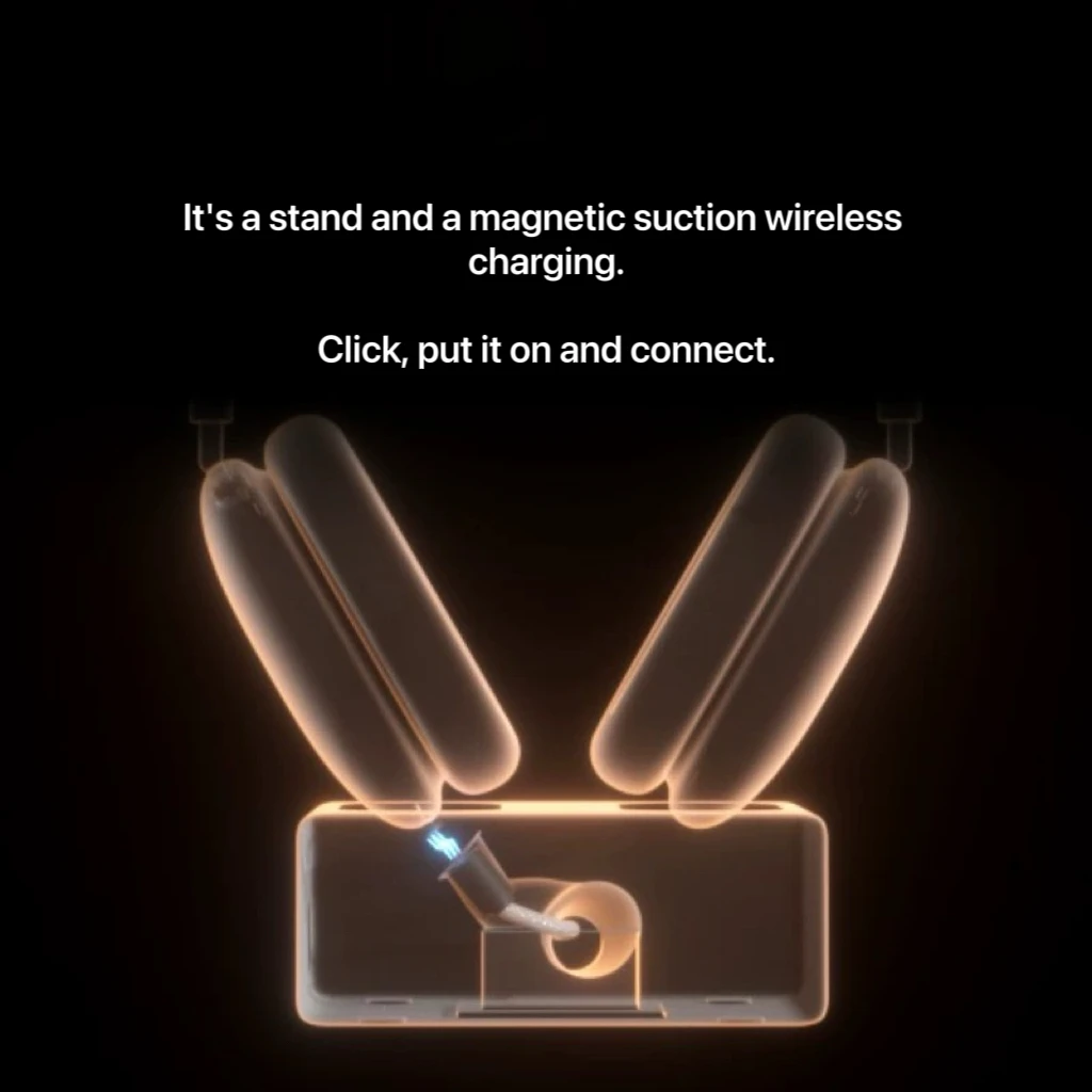 Подходит для Apple AirPodsMax, магнитная присоска, беспроводная зарядка, отделение для гибронтации, подставка для наушников, основание гарнитуры