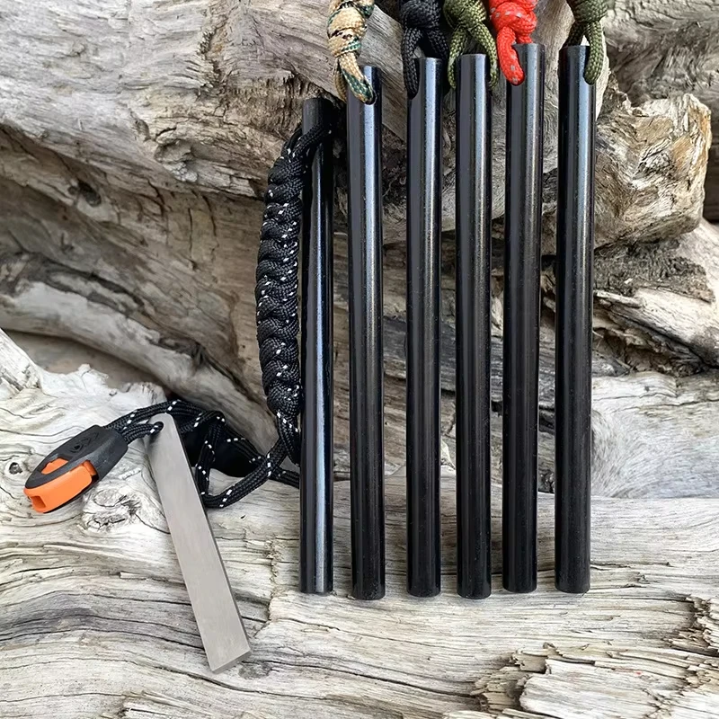 10*150mm Outdoor Flint Magnesium Rod with White Steel Scraper Whistle Camping Gnition Flint Rod EDC Survival Fire Starting Tool