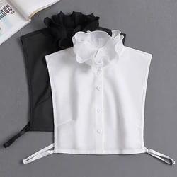 Fashion Cotton Ruffles Lace Fake Collar Blouse Vintage Detachable Shirt False Collar Lapel Blouse Top Women Clothes Accessories