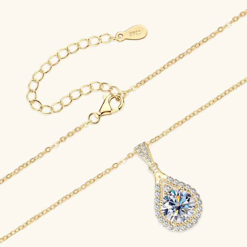 OXTAO 6.5mm 1ct D Color Moissanite Jewelry Sets for Women Real 925 Sliver Water Drop Pendant Necklace&Earrings Wedding Gift view 5