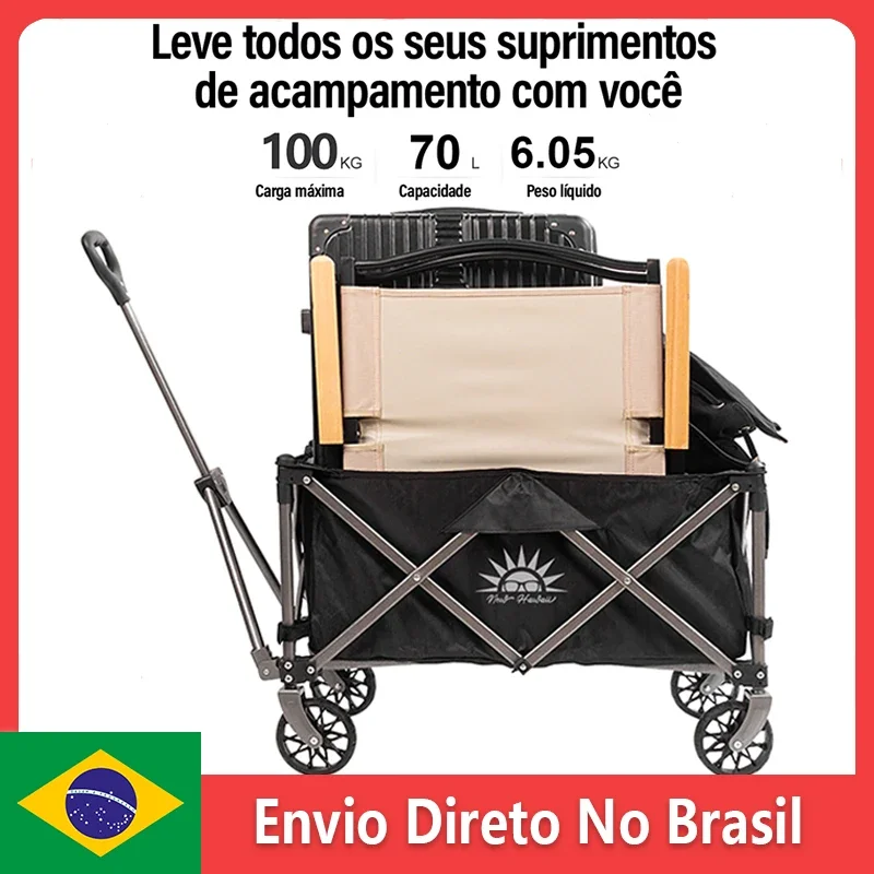 Carro multifuncional plegable para acampar al aire libre, 100 kg en adelante, camping, rodillo