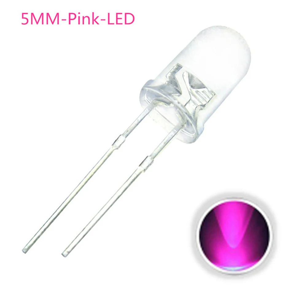 100 pcs/lot F5 5MM 10 couleurs Rond Vert/Jaune/Bleu/Blanc/Rouge/Blanc Chaud/Orange/Violet/Rose/Jaune Vert LED Lumière Kit De Diodes