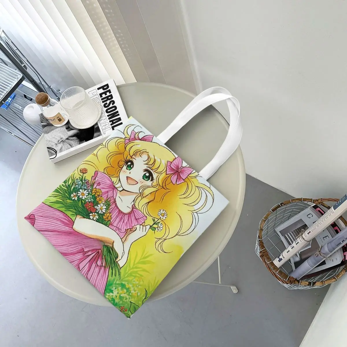 

Candy Candy Japan Anime Manga Shopping Bags Canvas The Tote Bag Foldable for Ladies Shoulder Tote Travel Handbag