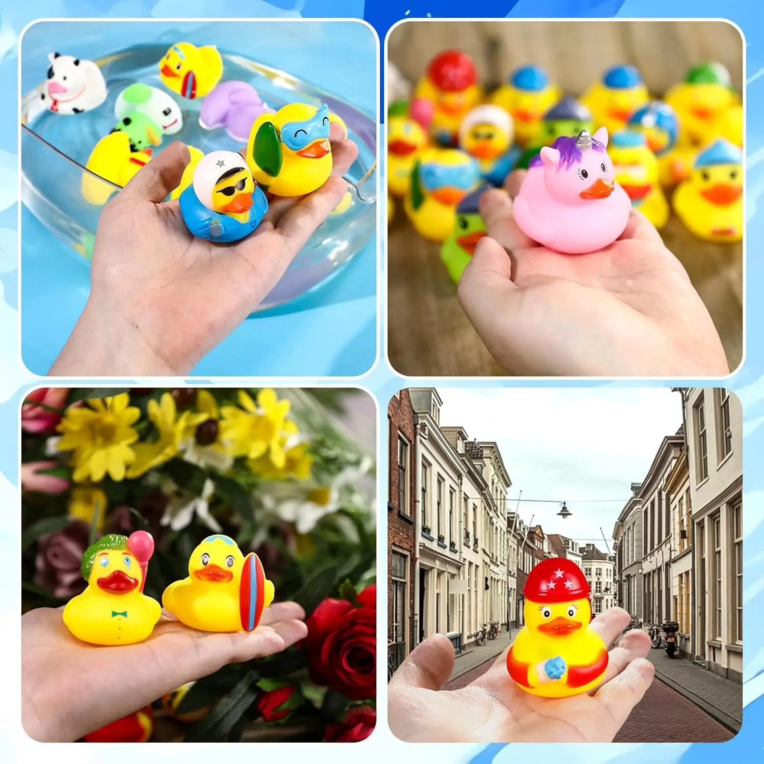 24Pcs Rubber Ducks in Bulk,Assortment Mini Rubber Duck Toy for Kid Baby Shower Party Favor,Birthday Gifts and Classroom Prizes