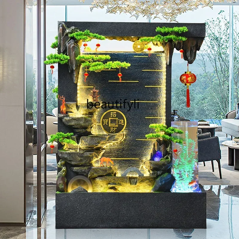 

cqyDouble-sided water curtain wall, flowing water fountain entrance, living room circulating water waterfall landscape