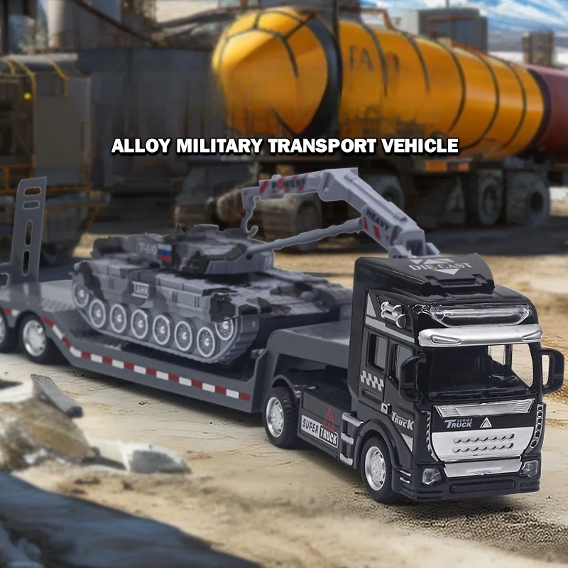 

Two pieces per pack. Alloy military flatbed trailer model toy car. Multi-theme city simulation scene toy model. Durable and fun