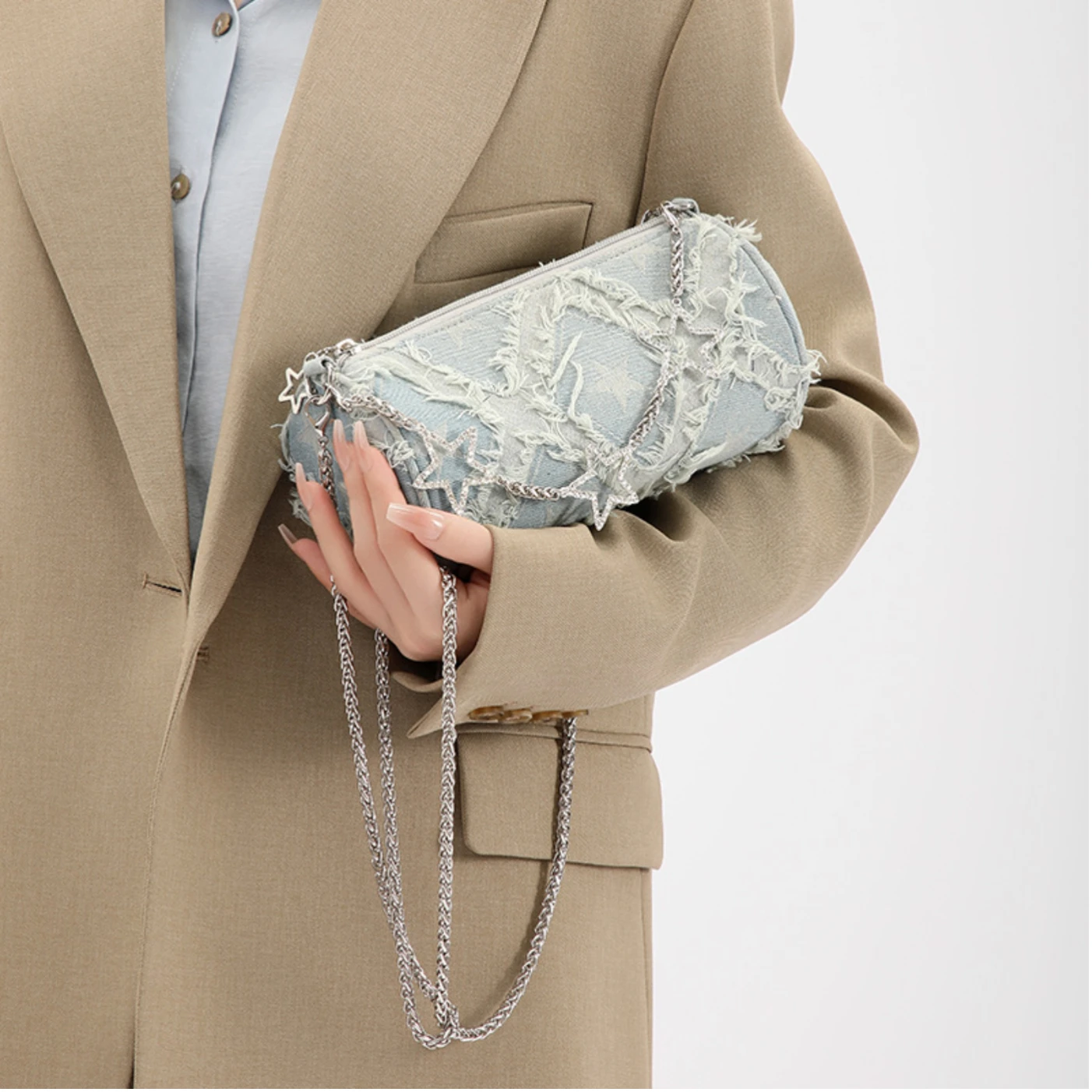 

2025 New Arrival Minimalist DenimInspired Single Shoulder Bag with Polyester Fabric for Women
