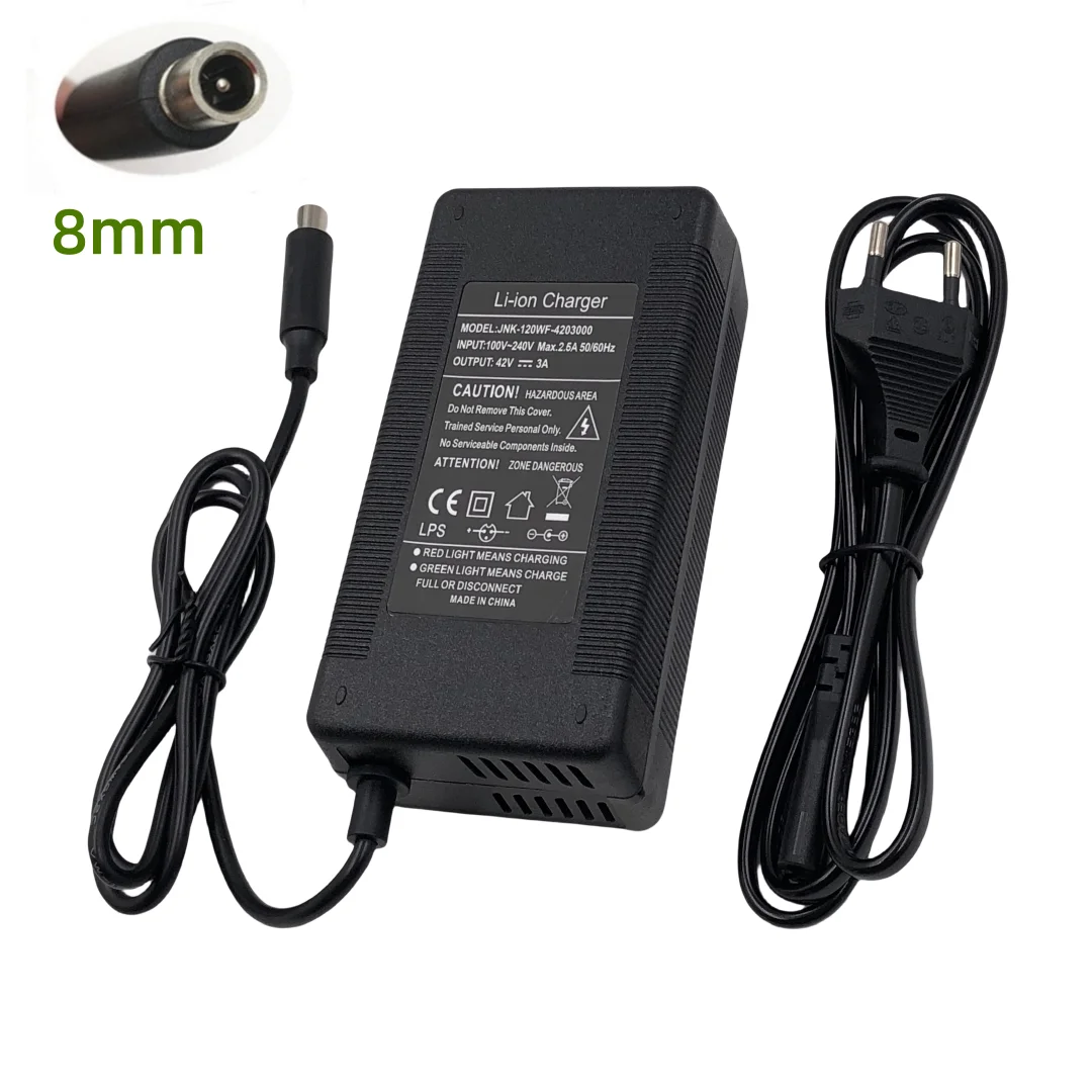 شاحن بطارية ليثيوم أيون 36 فولت مخرج 3A شاحن 42V3A لبطارية ليثيوم 36 فولت شاحن سريع عالي الجودة مع مدخل البطارية 100-240 فولت