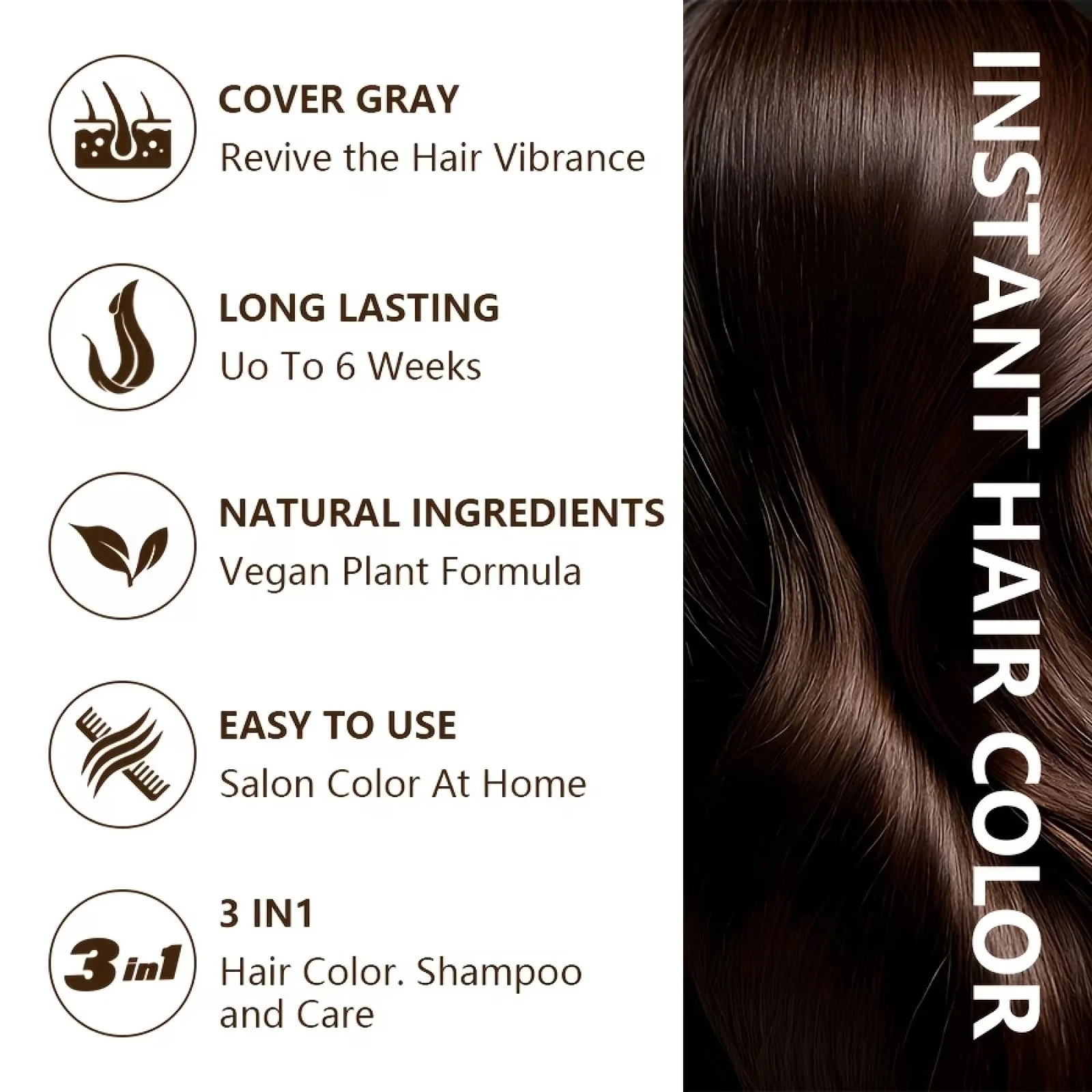 Brown Hair Dye Shampoo 100ml Cowboy Copper 10Min Fast Color Long‑Lasting Color Lock Fade‑Resistant Home Hair Dye Shampoo - view 5