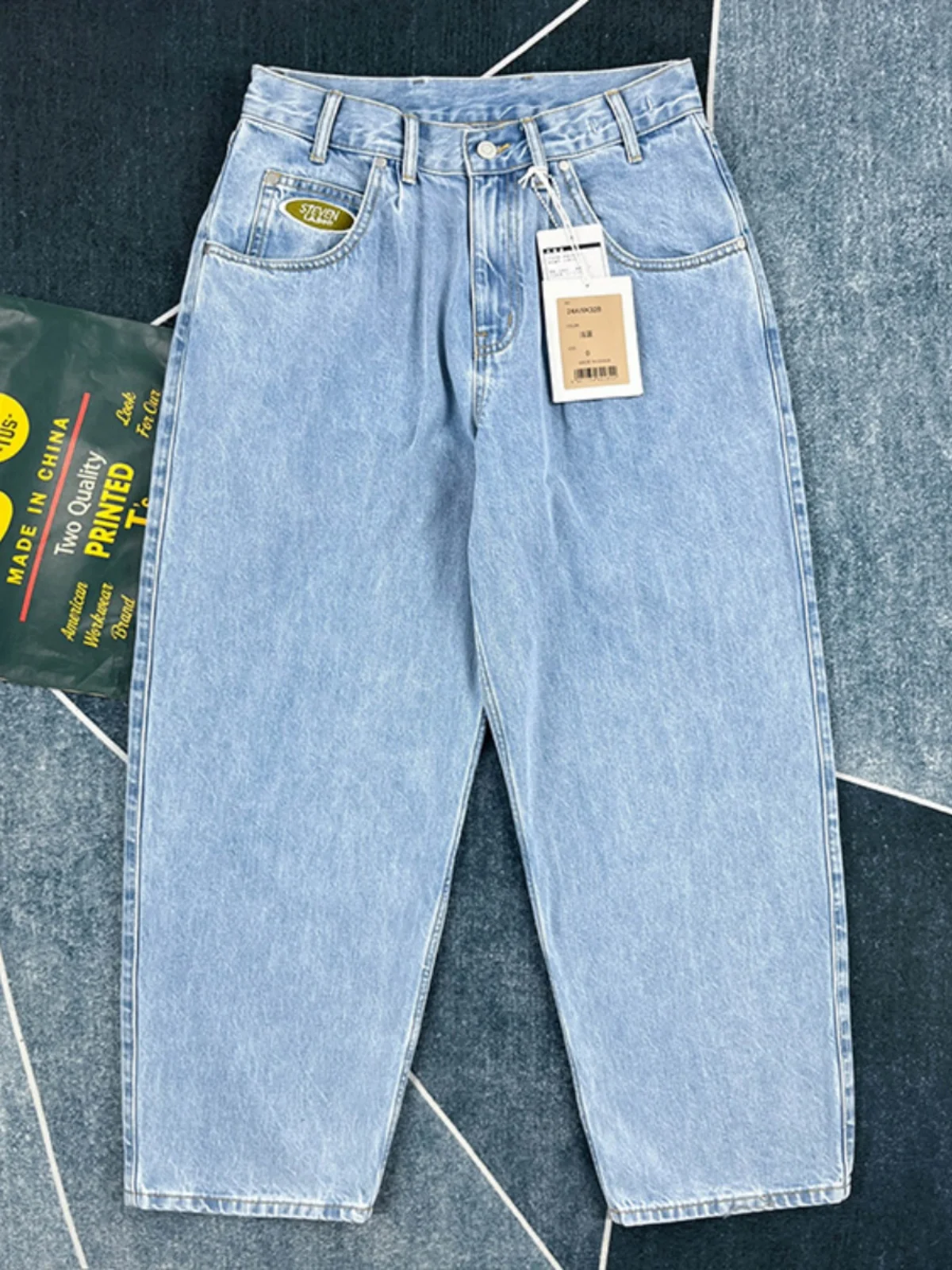 

Heavyweight Casual Loose Straight Leg Men's Jeans Cotton Denim Vintage American Sle Spring Autumn Trendy Long Trousers