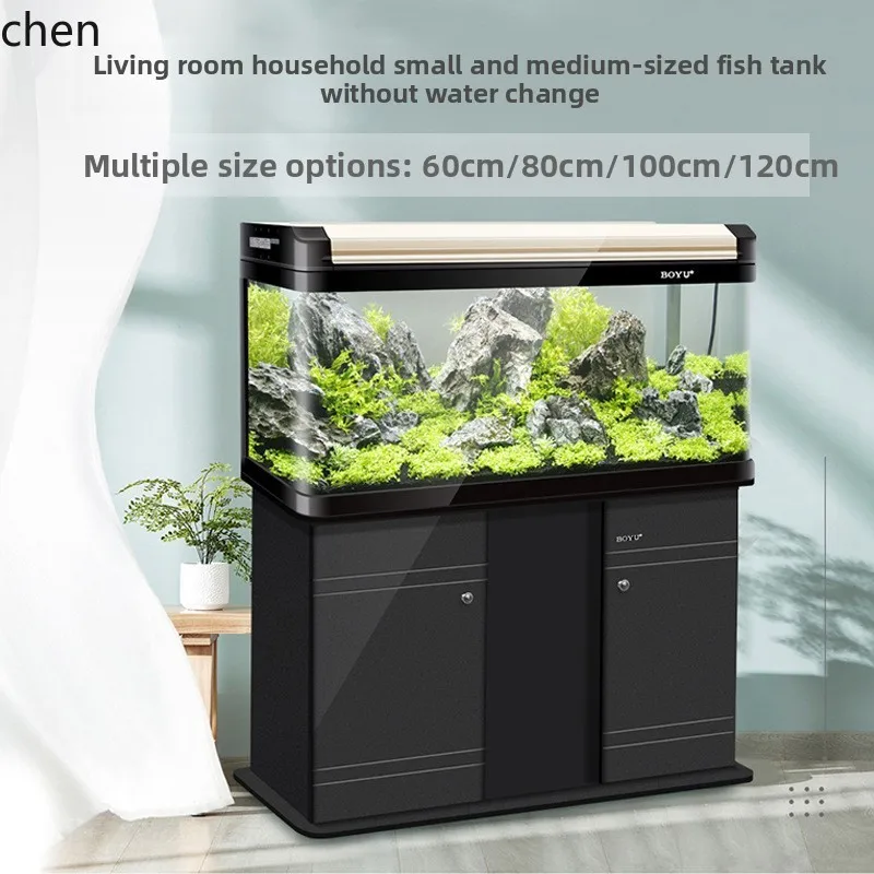 ZML Fish Tank Aquarium Small and Medium Glass Goldfish Tank Rectangular Living Room Household Small Fish Tank