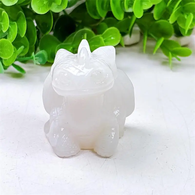 

Natural White Marble Jade Cartoon Dragon Carving Healing Stone Tabletop ornament Home Decor Children Holiday Gift 1pcs