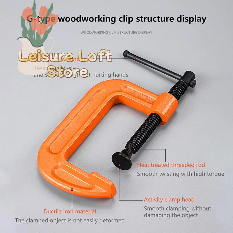 Adjustable Woodworking Clamp 1-5 Inch Portable Heavy Duty Thickened Mounting Clip for DIY Furniture Making