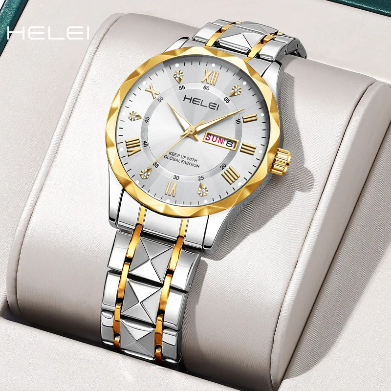 HELEI Swiss brand new business men's watch waterproof luminous quartz watch live foreign trade hot sale