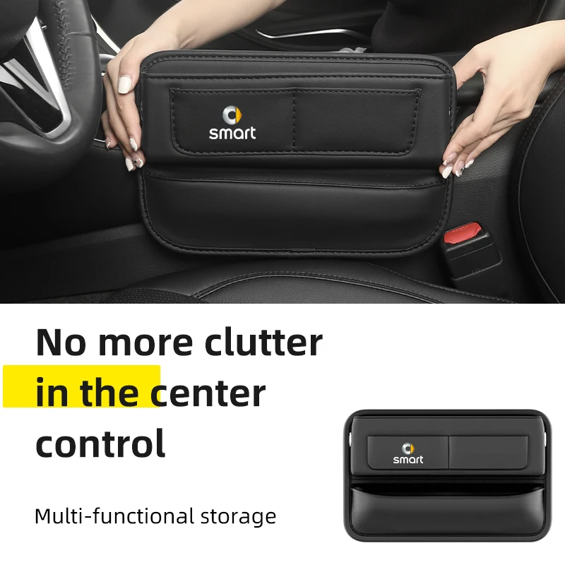 Car Seat Gap Storage Box Car Console Side Pocket Seat Crevice Storage Box For Smart Fortwo 451 450 453 Forfour EQ Cabrio Crossbl