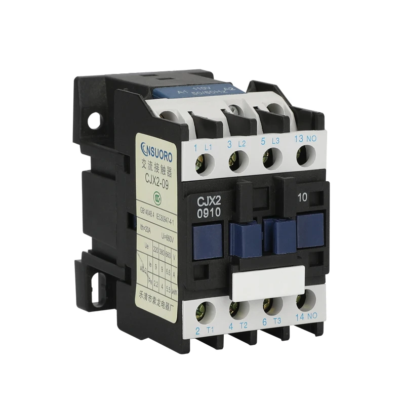 

LC1 AC CJX2-0910 Contactor 9A 3 Phase 3-Pole NO Coil Voltage 380V 220V 110V 36V 24V 50/60Hz Din Rail Mounted 3P+1NO Normal Open