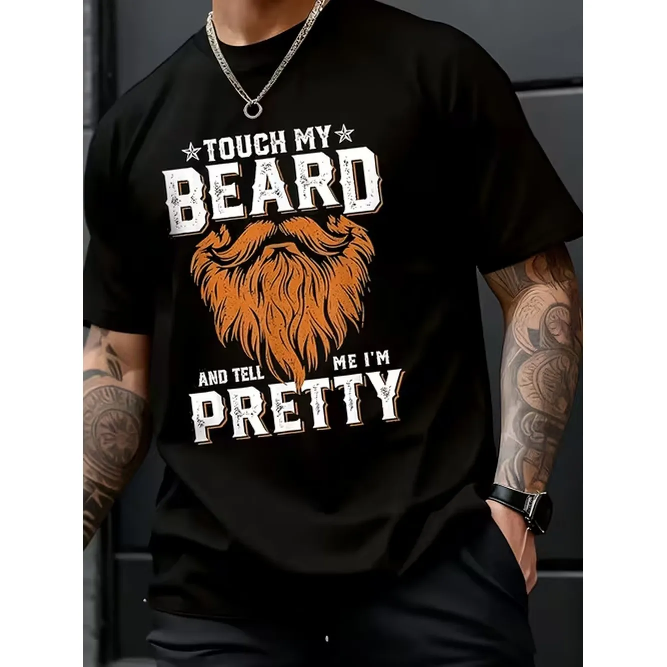 1 Beard Skull Pattern T Shirt Soft Mens Round Neck Short Sleeve Casual Streetwear with And White Prints Suitable for Skull Prints