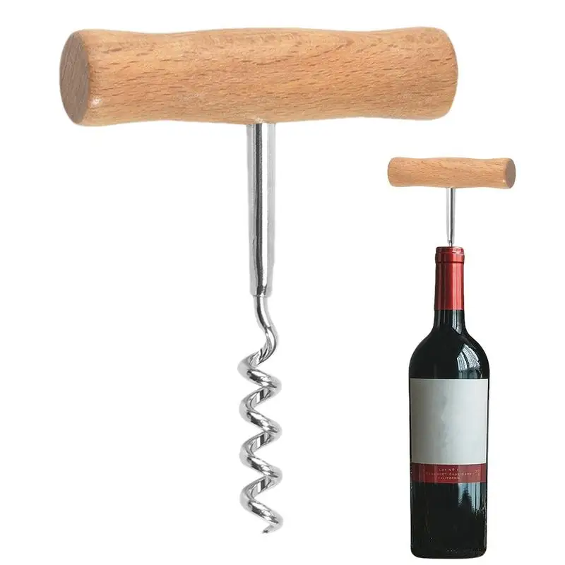 Wine Opener T Shape Wine Bottles Corkscrew For Bartenders Effortless Wine Bottle Opening Wine Bottles Corkscrew With Wood Handle