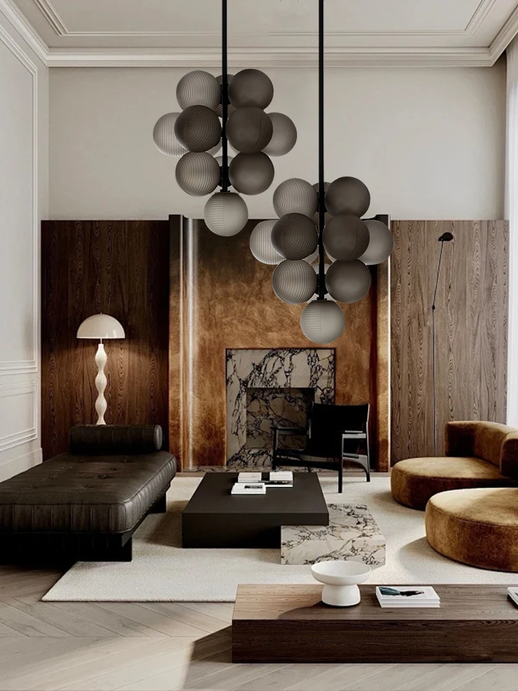 

Скандинавский минималистичный дизайнерский фиолетовый серый рябь, стеклянный шар, подвесные светильники, украшение для гостиной, спальни, Lustres Lampa