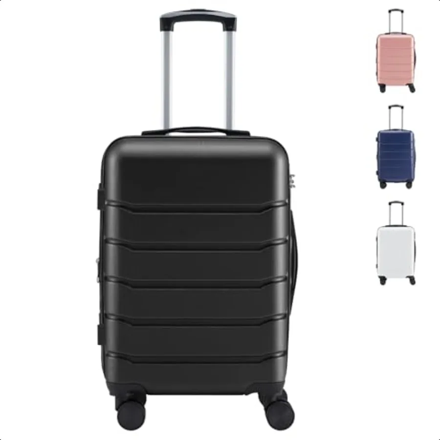 

Carry on LageHard Shell Expandable Double Spinner Rolling Wheels Suitcase TSA Lock Bronze Black 21 Inch
