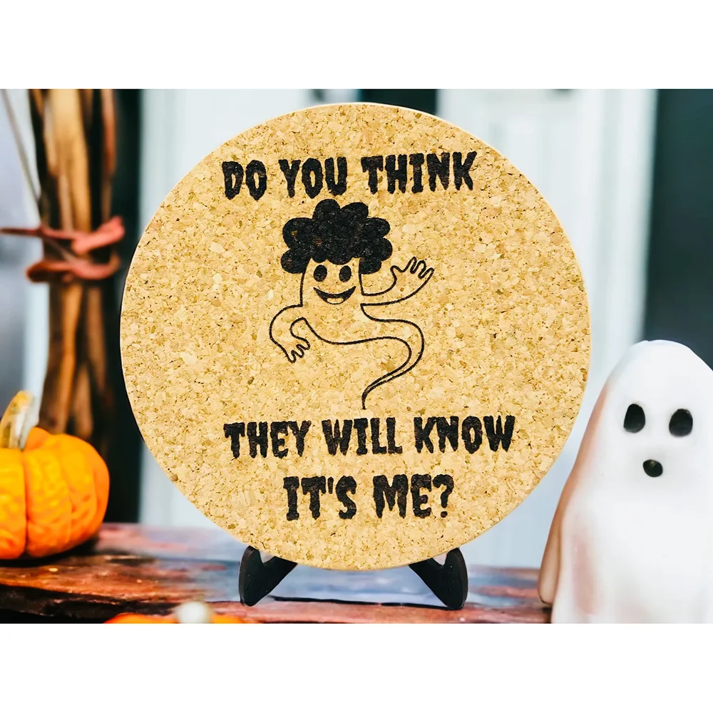 

3Pcs Spooky Coasters Wood Cork Coasters Halloween Shelf Sitter Hot Pad Kitchen Home Decor Supplies Brujas Celebration Kid's Fun