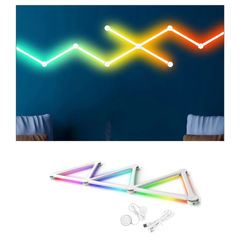 ABPQ-USB الذكية الجدار الخفيفة RGB LED ضوء القضبان، 16 مليون لون عكس الضوء الموسيقى مزامنة DIY ديكور المنزل ضوء القضبان