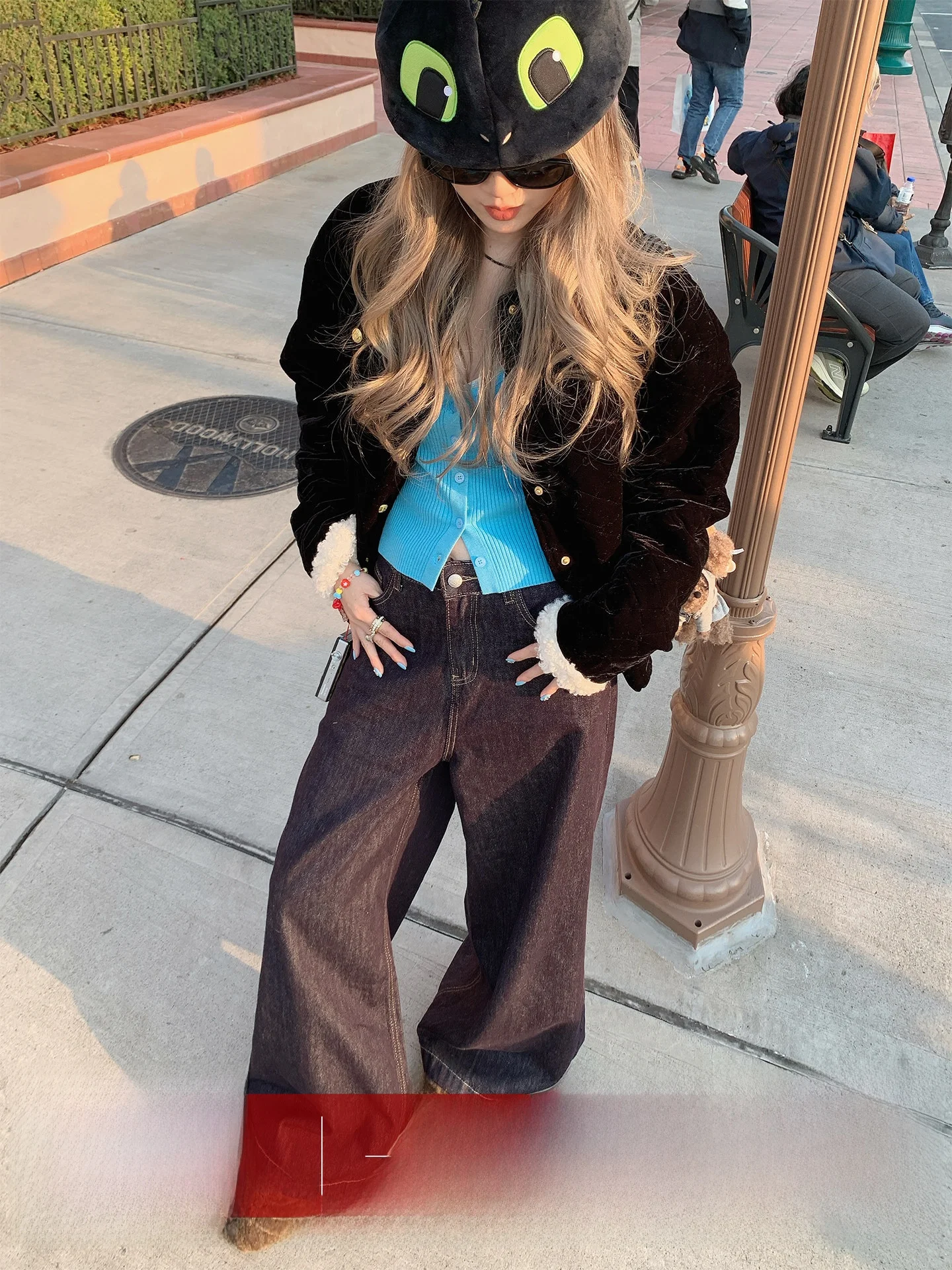 

Синие джинсы с высокой талией и широкими штанинами, женские, повседневные, в стиле ретро, прямые, длинные, удобные, универсальные, на все сезоны