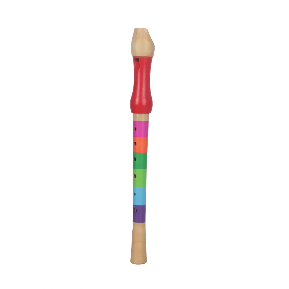 

31.5cm Rainbow Flute Wooden 8 Holes Colorful Portable Clarinet Recorder for kids Children's Education Musical Instrument