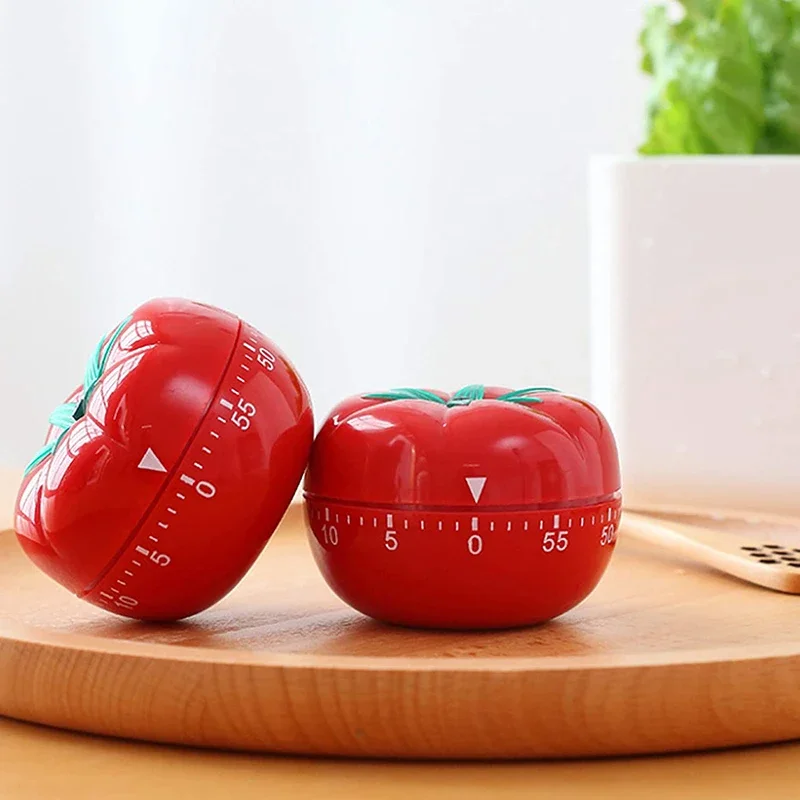 Red Tomato Shape Kitchen Cooking Timer Reminder Alarm Clock Creative Cute Timer Mechanical Timer Durable Cooking Gadgets