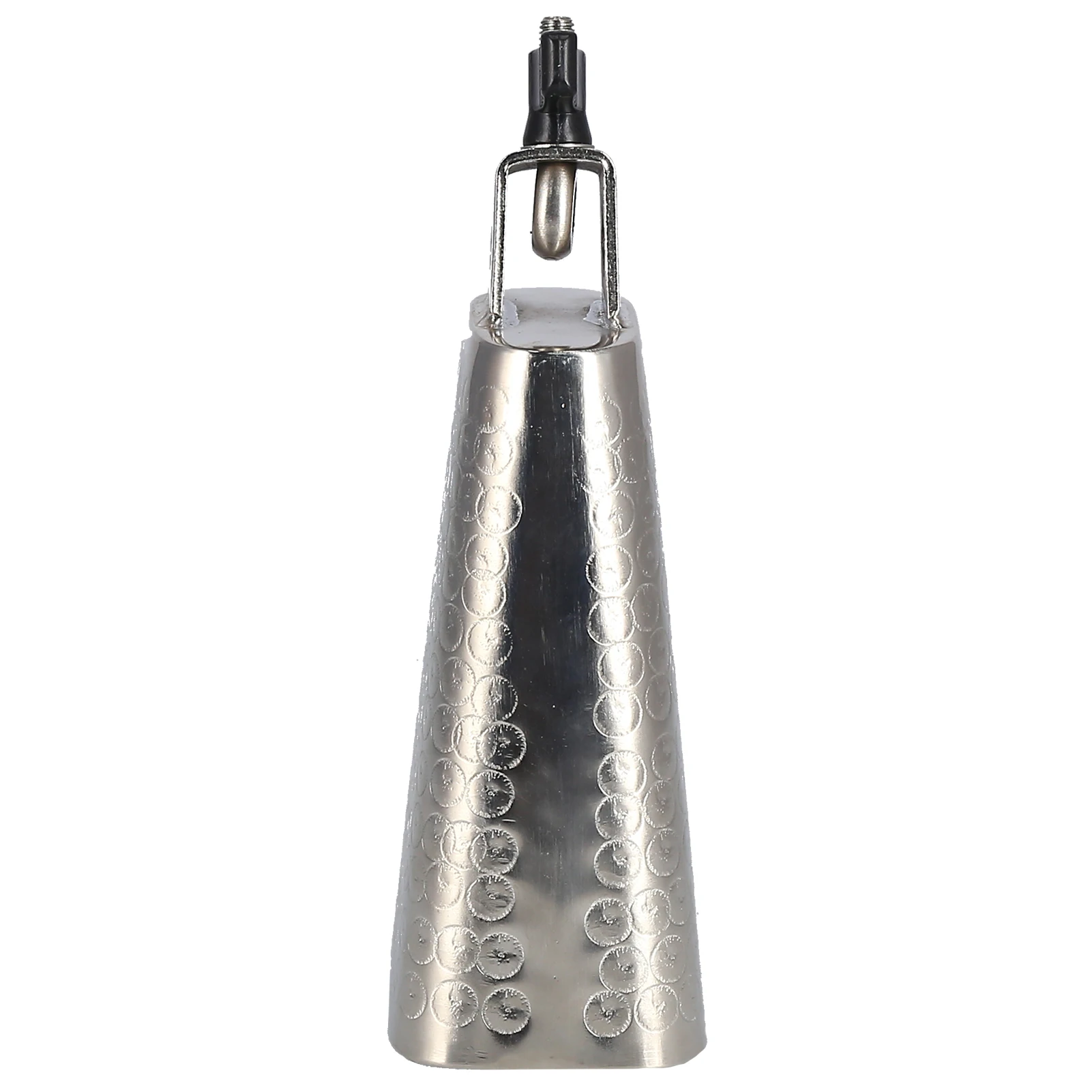 6in Silver Electroplating Metal Cowbell, 1 Piece, Percussion Instrument, Drum Set Accessories, Cheering Bell, Pyramid Shaped,