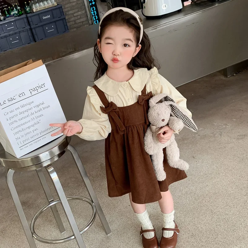 

Girls Sleeveless Dresses School 2 3 4 5 6 7 8 9 10 Year Corduroy Brown Toddler Dress With Long Sleeve Blouses Fall Kids Overalls