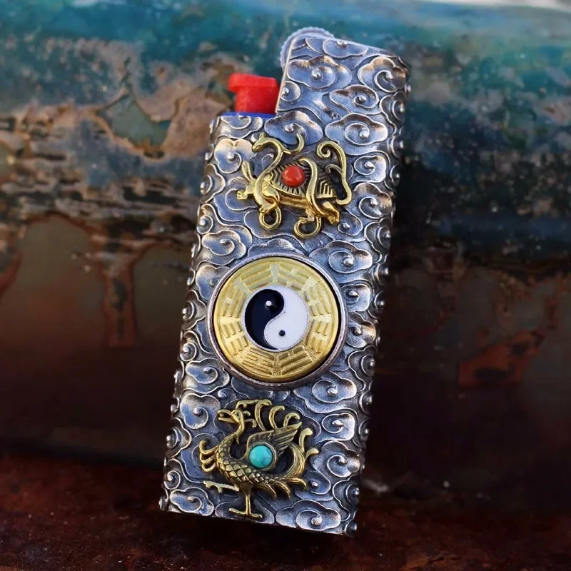 

Новый серебряный чехол для зажигалки S925, подходит для зажигалки Bic J5, ретро чехол для зажигалки, подарок