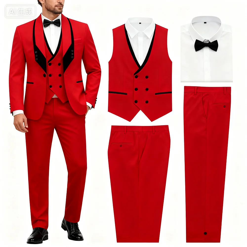 Latest Coat Vest Pant Designs Royal Blue Men Wedding Suit Shawl Lapel Formal Groom Tuxedo Wedding Suit For Men Prom Party Dress